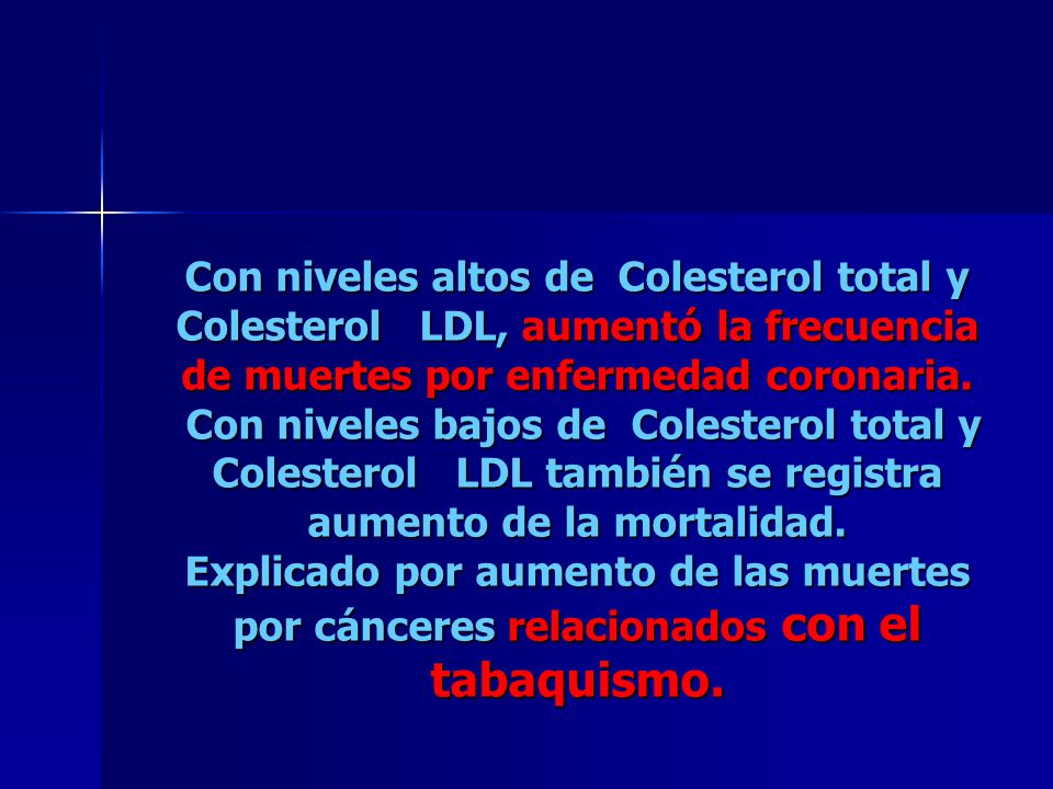 Con niveles altos de Colesterol total y Colesterol LDL, aumentó la frecuencia de muertes por enfermedad coronaria.