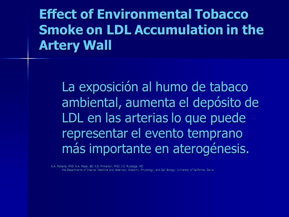 Effect of Environmental Tobacco Smoke on LDL Accumulation in the Artery Wall