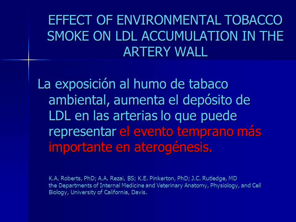 EFFECT OF ENVIRONMENTAL TOBACCO SMOKE ON LDL ACCUMULATION IN THE ARTERY WALL