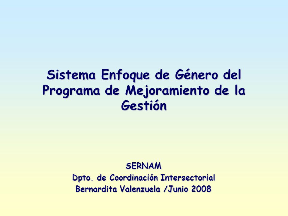 Sistema Enfoque de Género del Programa de Mejoramiento de la Gestión