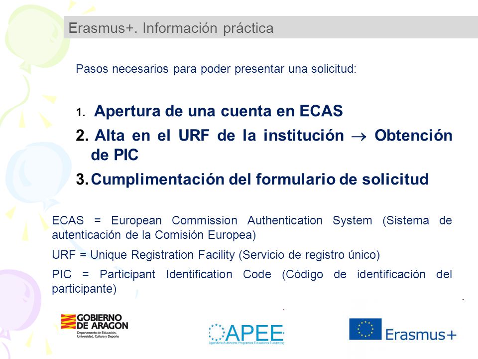 Alta en el URF de la institución  Obtención de PIC