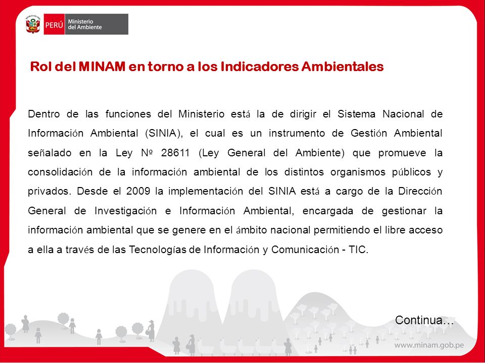 Rol del MINAM en torno a los Indicadores Ambientales