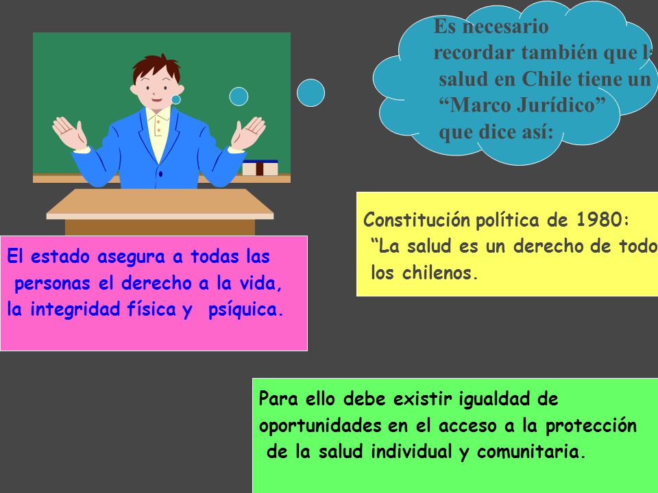 recordar también que la salud en Chile tiene un Marco Jurídico