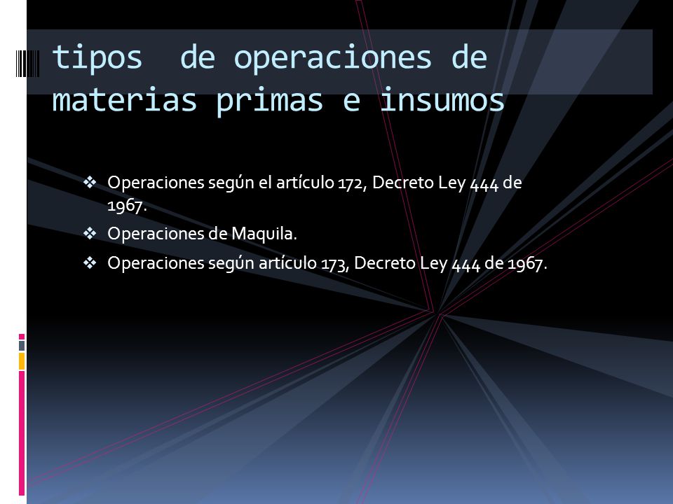 tipos de operaciones de materias primas e insumos