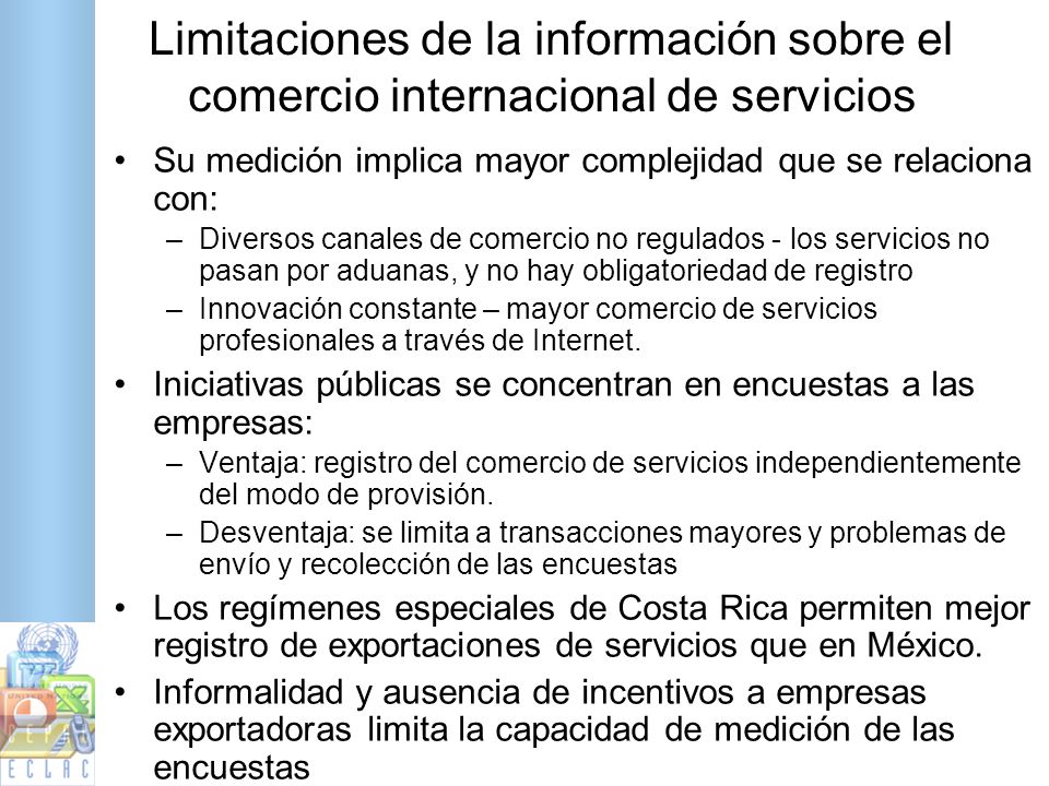 Limitaciones de la información sobre el comercio internacional de servicios