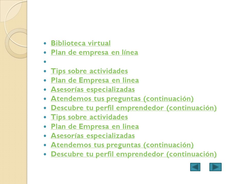Biblioteca virtual Plan de empresa en línea. Tips sobre actividades. Plan de Empresa en linea.