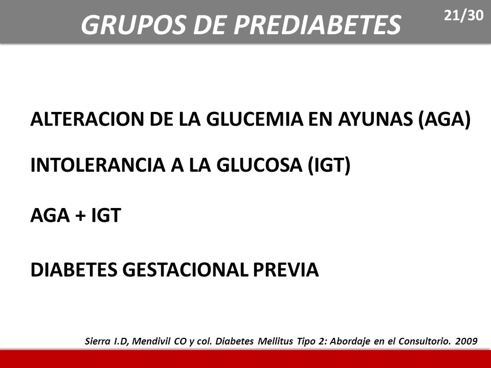 GRUPOS DE PREDIABETES ALTERACION DE LA GLUCEMIA EN AYUNAS (AGA)