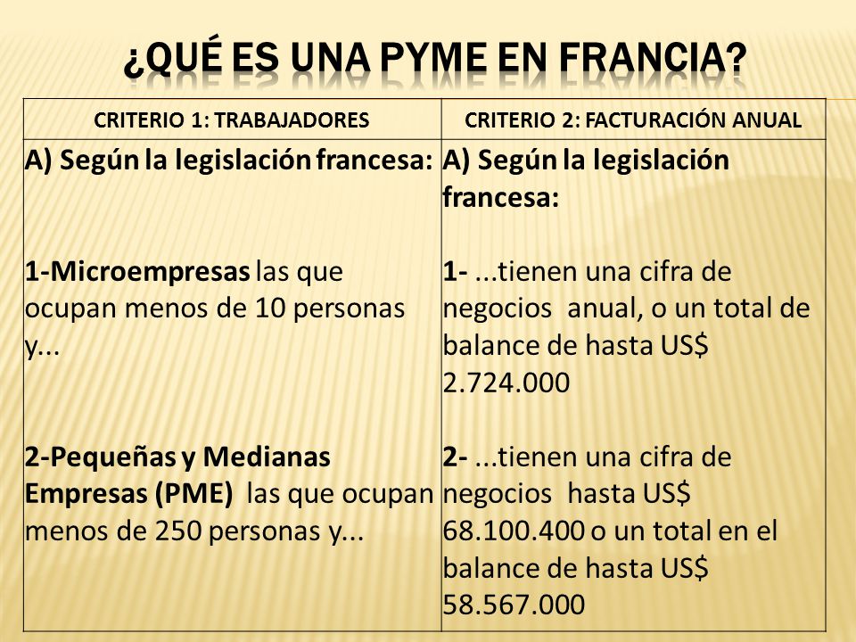 ¿QUÉ ES UNA PYME EN FRANCIA