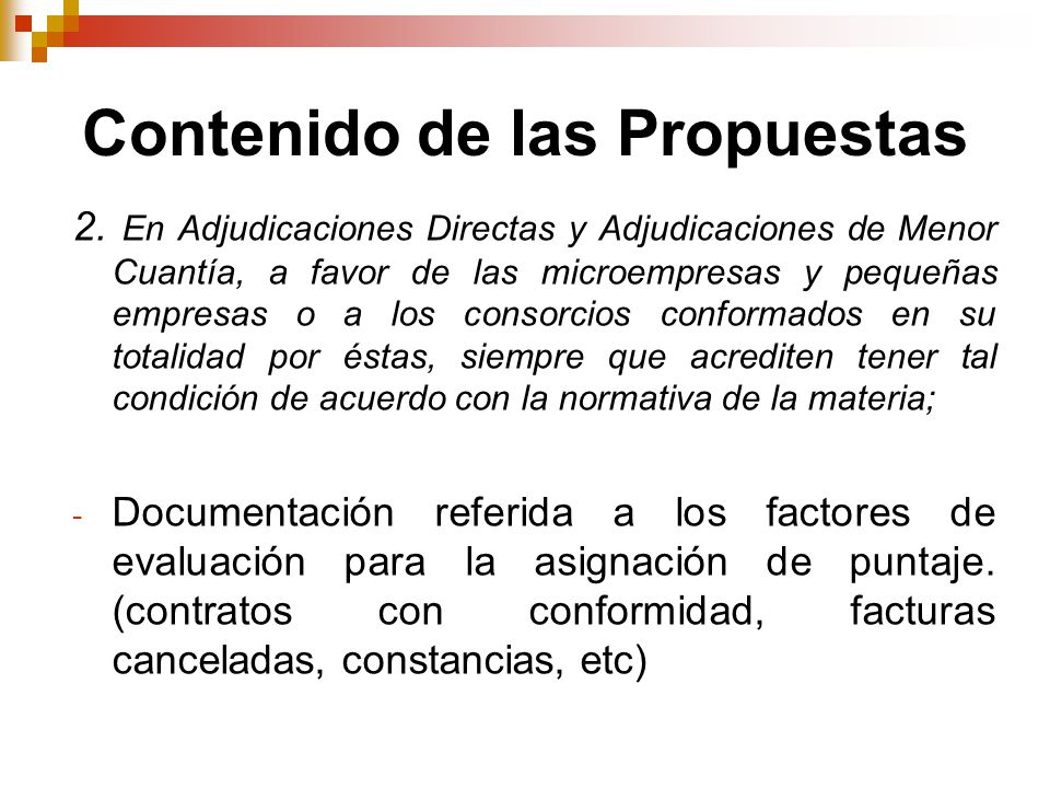 Contenido de las Propuestas