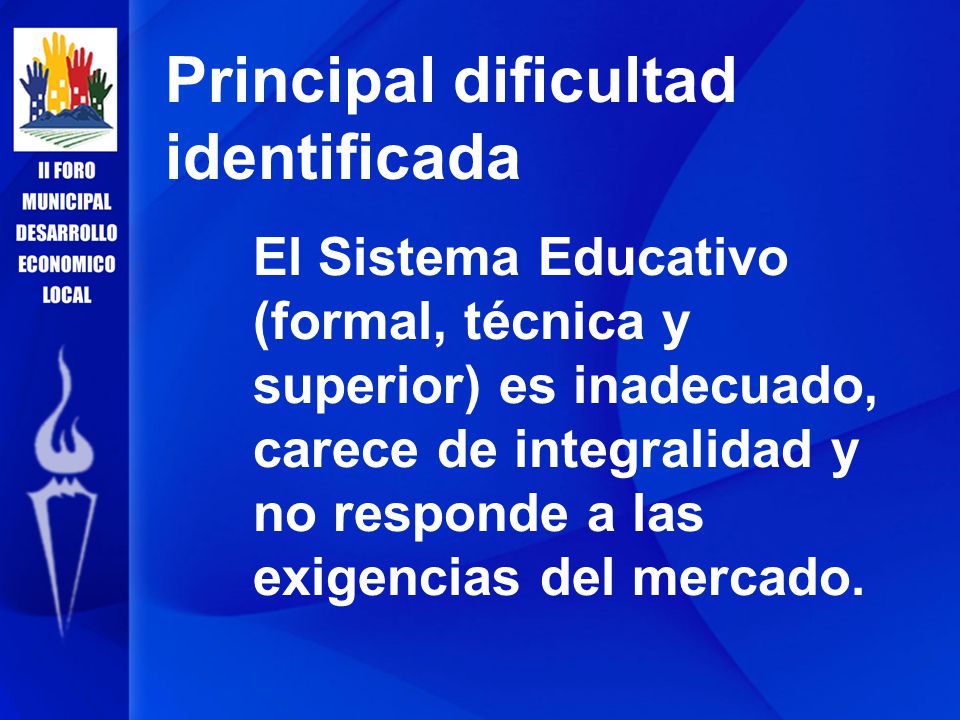 Principal dificultad identificada