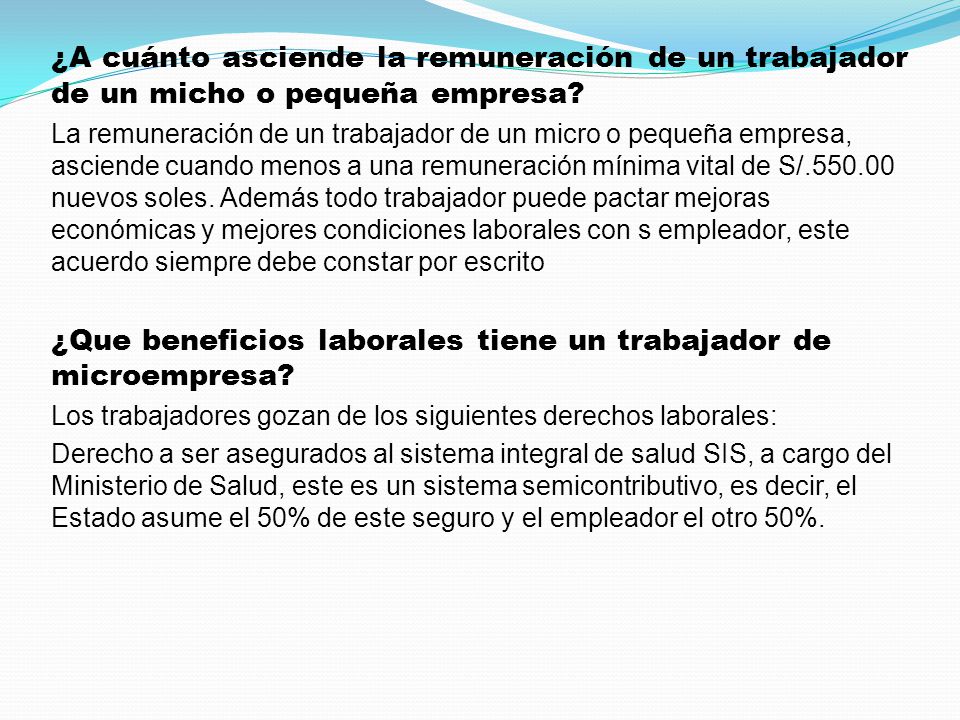 ¿Que beneficios laborales tiene un trabajador de microempresa