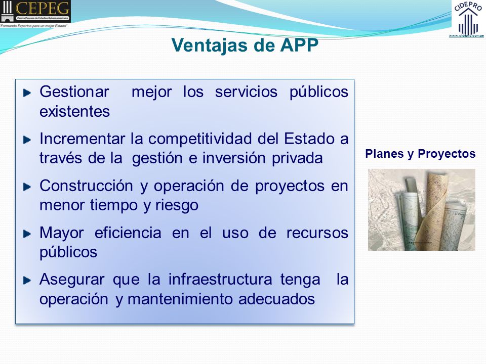 Ventajas de APP Gestionar mejor los servicios públicos existentes