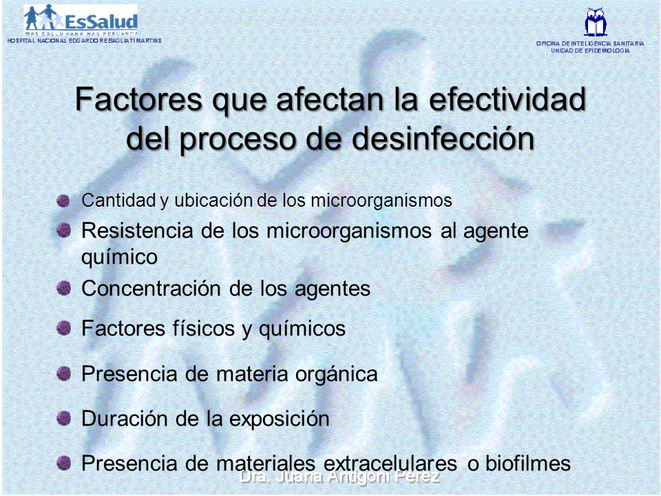 Factores que afectan la efectividad del proceso de desinfección