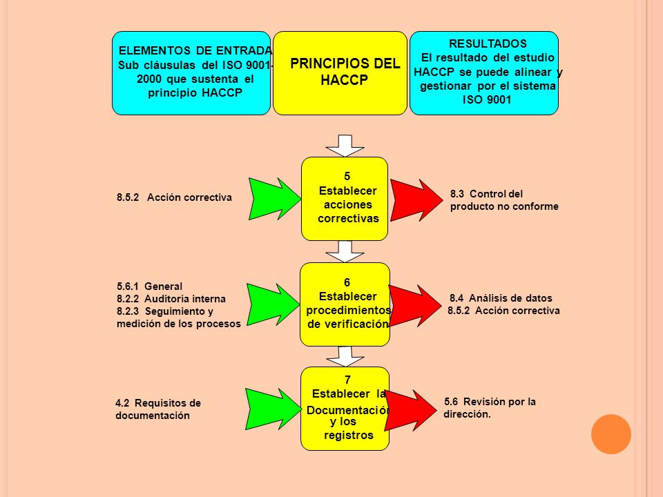 PRINCIPIOS DEL HACCP RESULTADOS ELEMENTOS DE ENTRADA