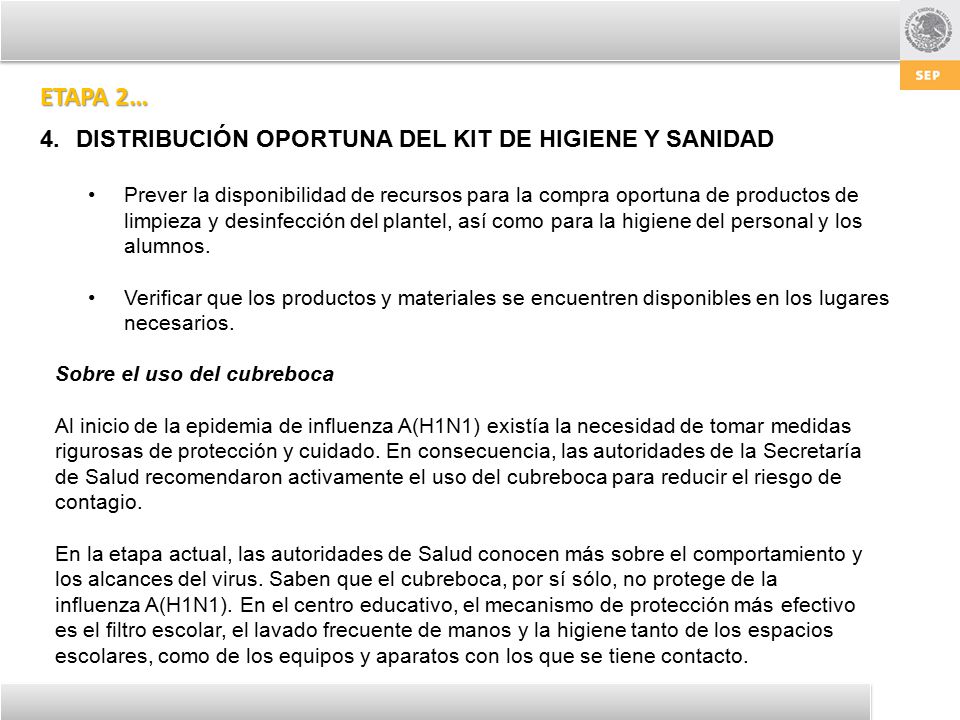 ETAPA 2… DISTRIBUCIÓN OPORTUNA DEL KIT DE HIGIENE Y SANIDAD