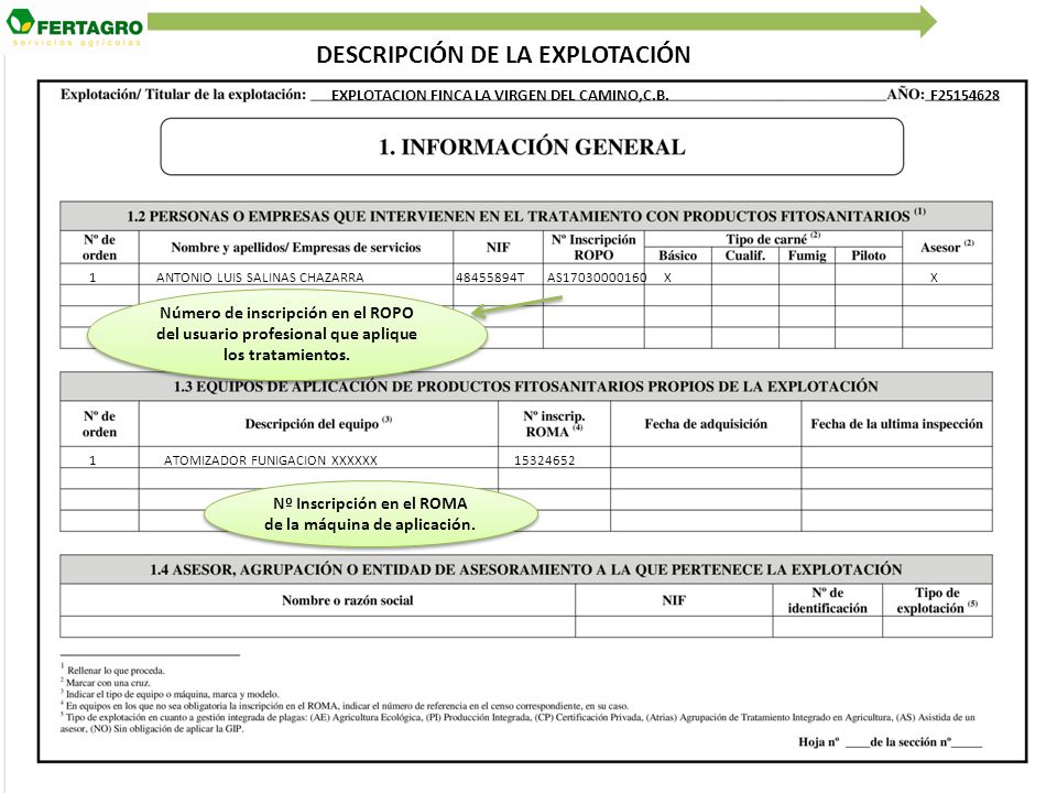 Nº Inscripción en el ROMA de la máquina de aplicación.