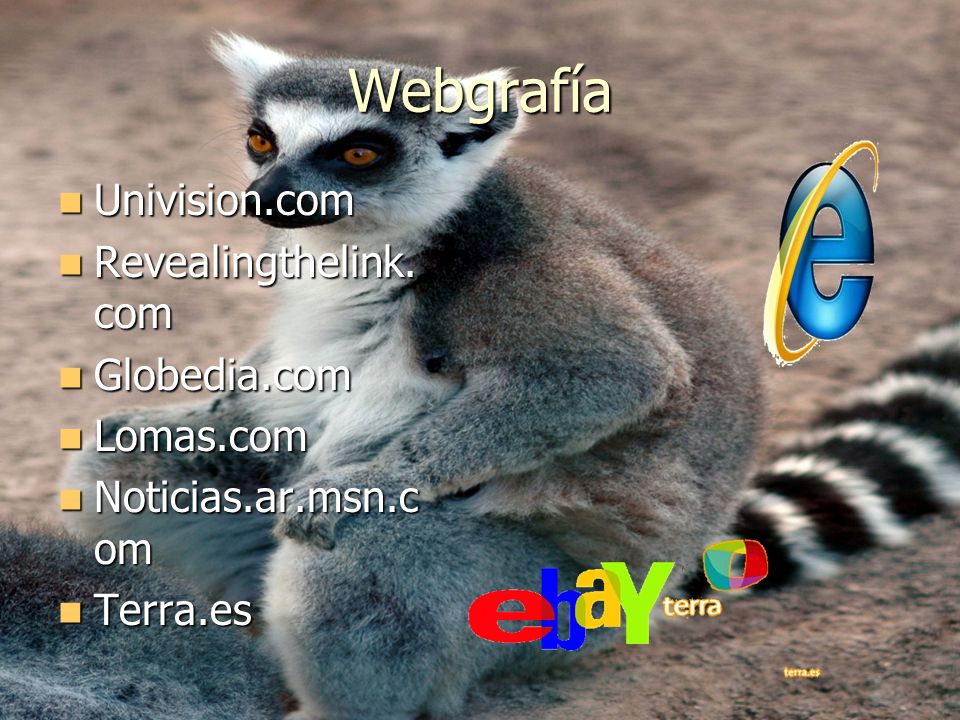 Webgrafía Univision.com Revealingthelink.com Globedia.com Lomas.com