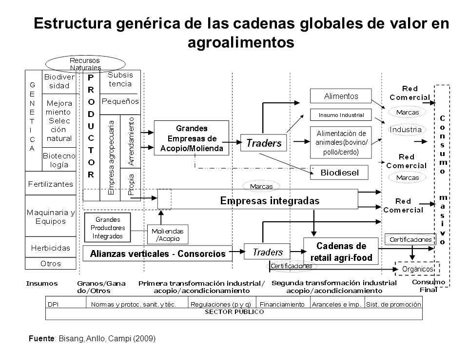 Estructura genérica de las cadenas globales de valor en agroalimentos