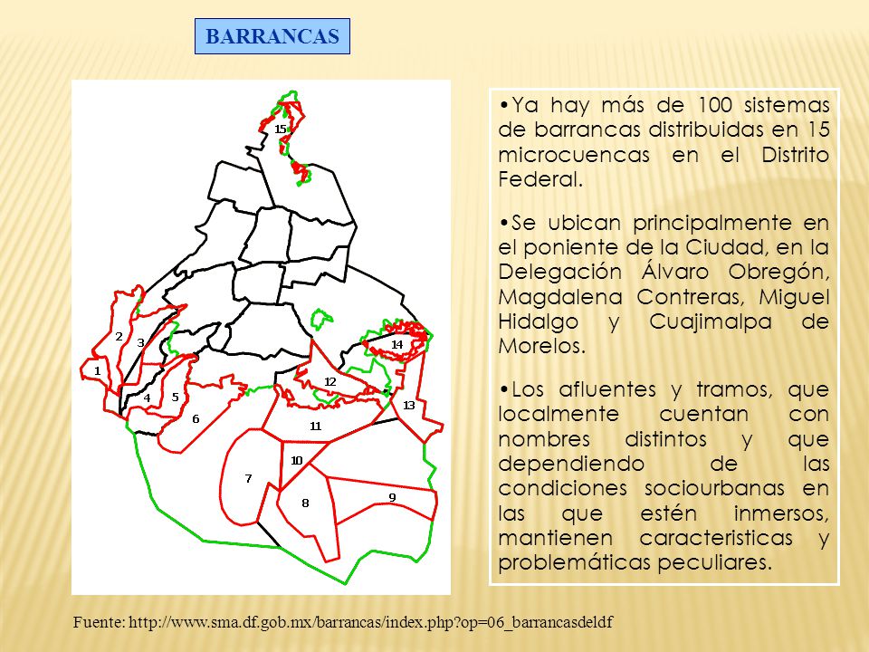 BARRANCAS Ya hay más de 100 sistemas de barrancas distribuidas en 15 microcuencas en el Distrito Federal.