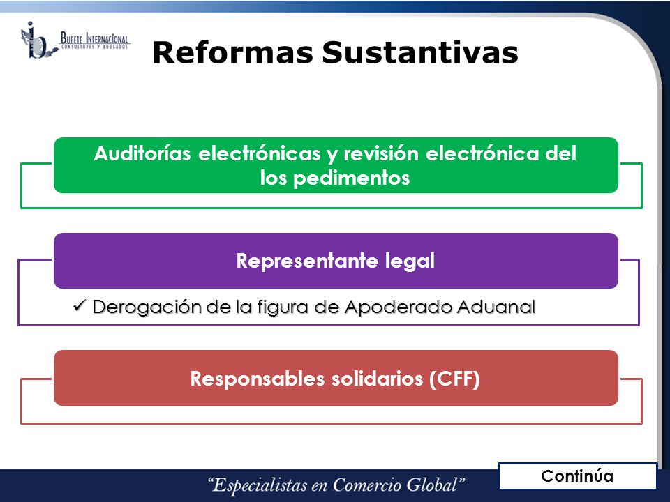 Reformas Sustantivas Auditorías electrónicas y revisión electrónica del los pedimentos. Derogación de la figura de Apoderado Aduanal.