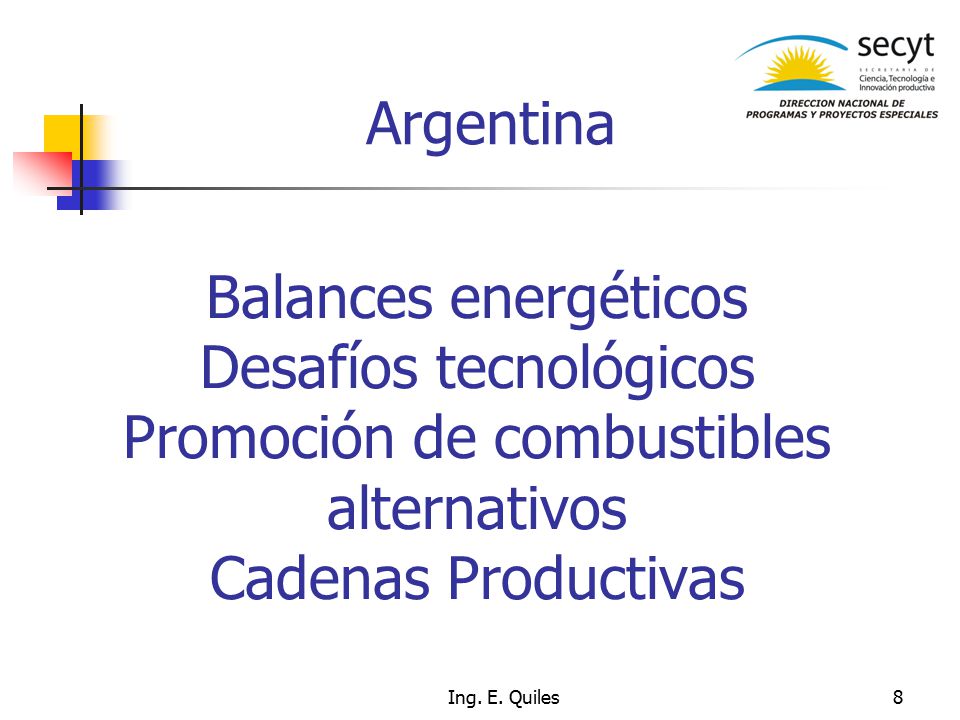 Argentina Balances energéticos Desafíos tecnológicos Promoción de combustibles alternativos Cadenas Productivas.