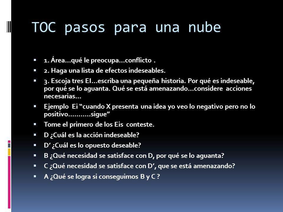 TOC pasos para una nube 1. Área…qué le preocupa…conflicto .
