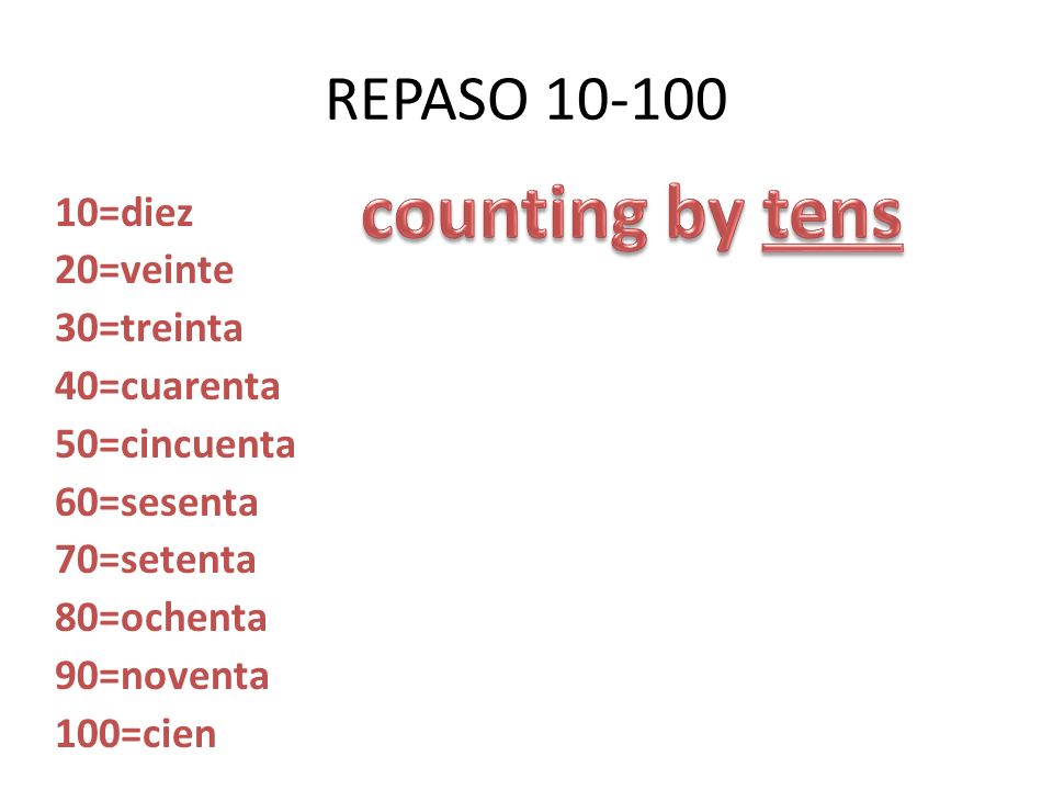 counting by tens REPASO