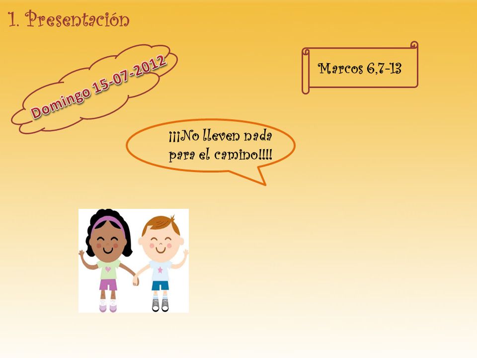 1. Presentación Marcos 6,7-13 Domingo ¡¡¡No lleven nada