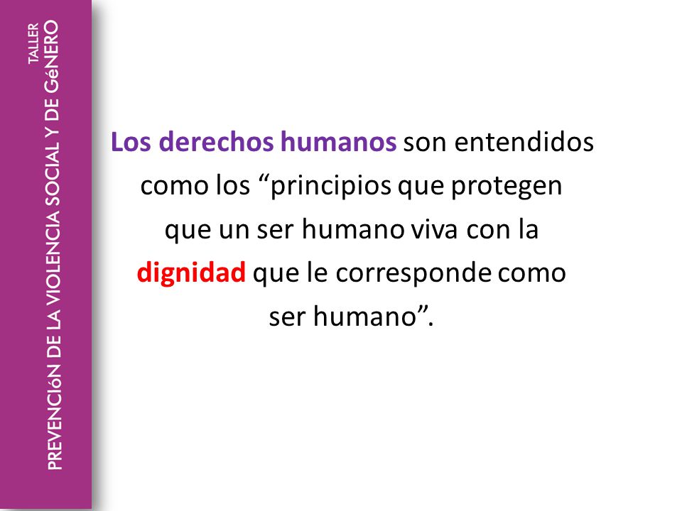 Los derechos humanos son entendidos como los principios que protegen