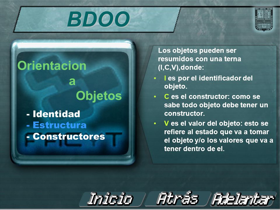 BDOO Orientacion a Objetos - Identidad - Estructura - Constructores