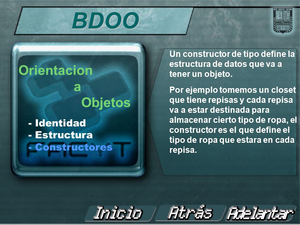 BDOO Orientacion a Objetos - Identidad - Estructura - Constructores