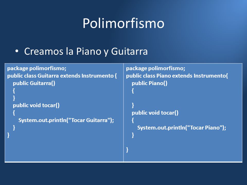 Polimorfismo Creamos la Piano y Guitarra package polimorfismo;