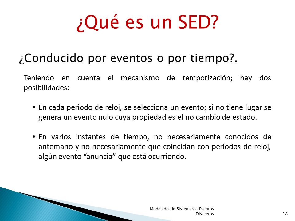 ¿Qué es un SED ¿Conducido por eventos o por tiempo .