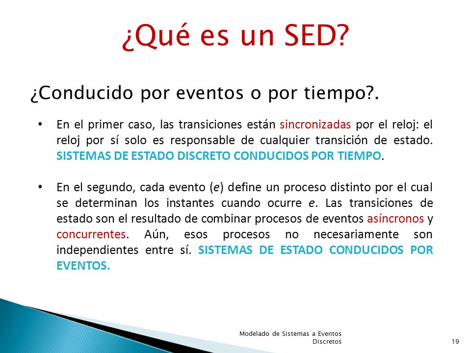 ¿Qué es un SED ¿Conducido por eventos o por tiempo .
