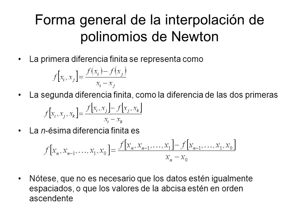 Forma general de la interpolación de polinomios de Newton