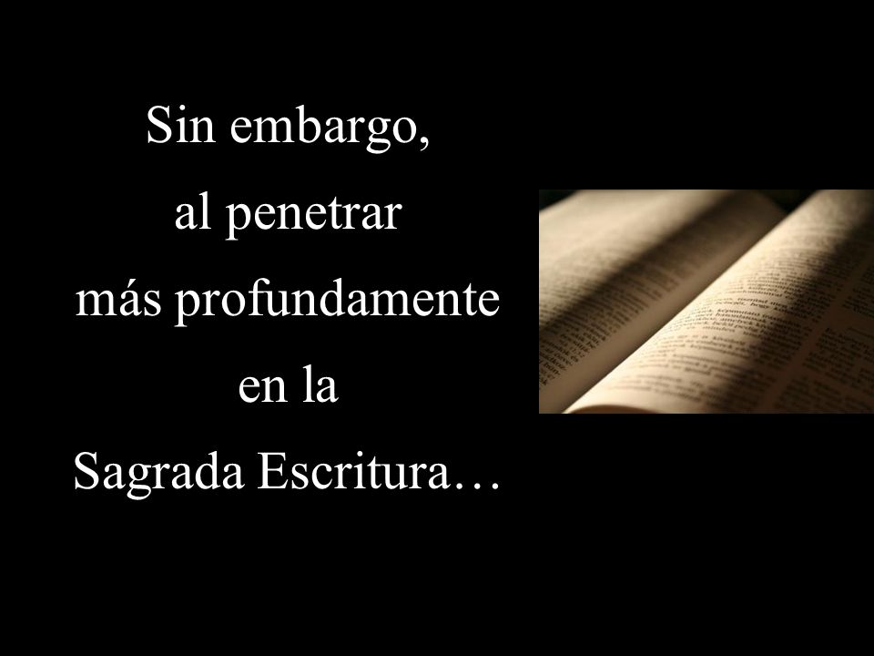 Sin embargo, al penetrar más profundamente en la Sagrada Escritura…