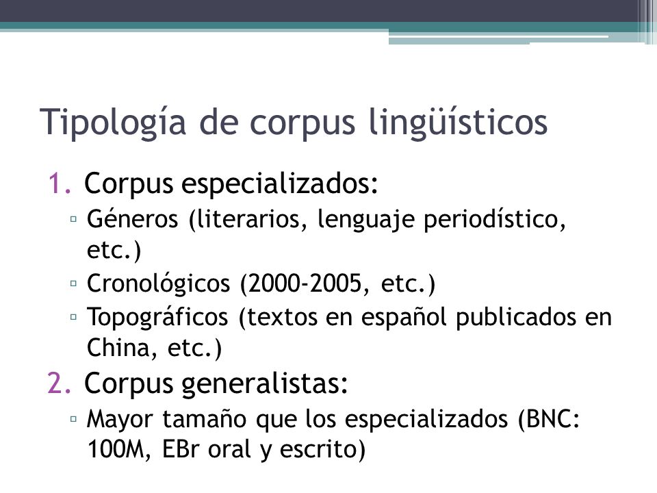 Tipología de corpus lingüísticos
