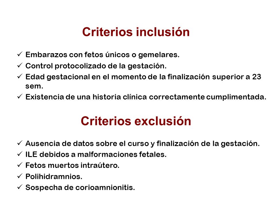 Criterios inclusión Criterios exclusión