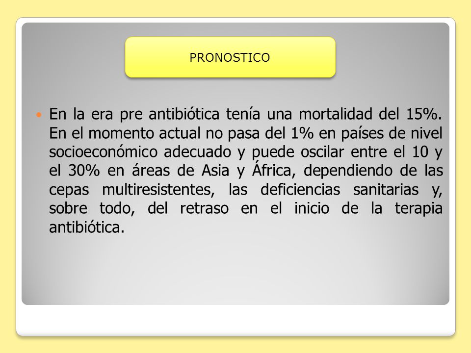 En la era pre antibiótica tenía una mortalidad del 15%