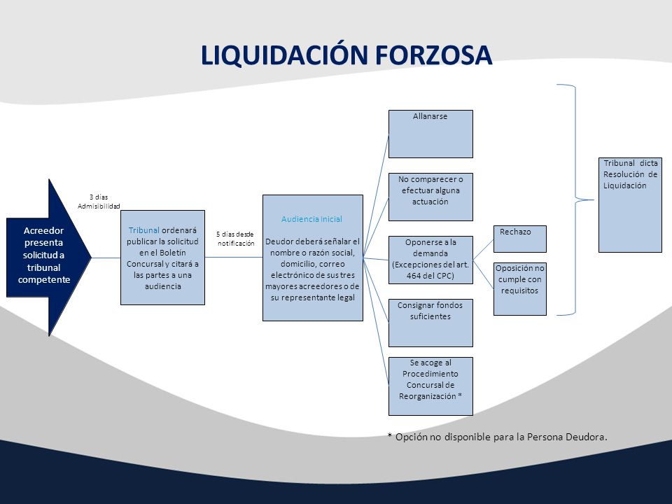 LIQUIDACIÓN FORZOSA * Opción no disponible para la Persona Deudora.