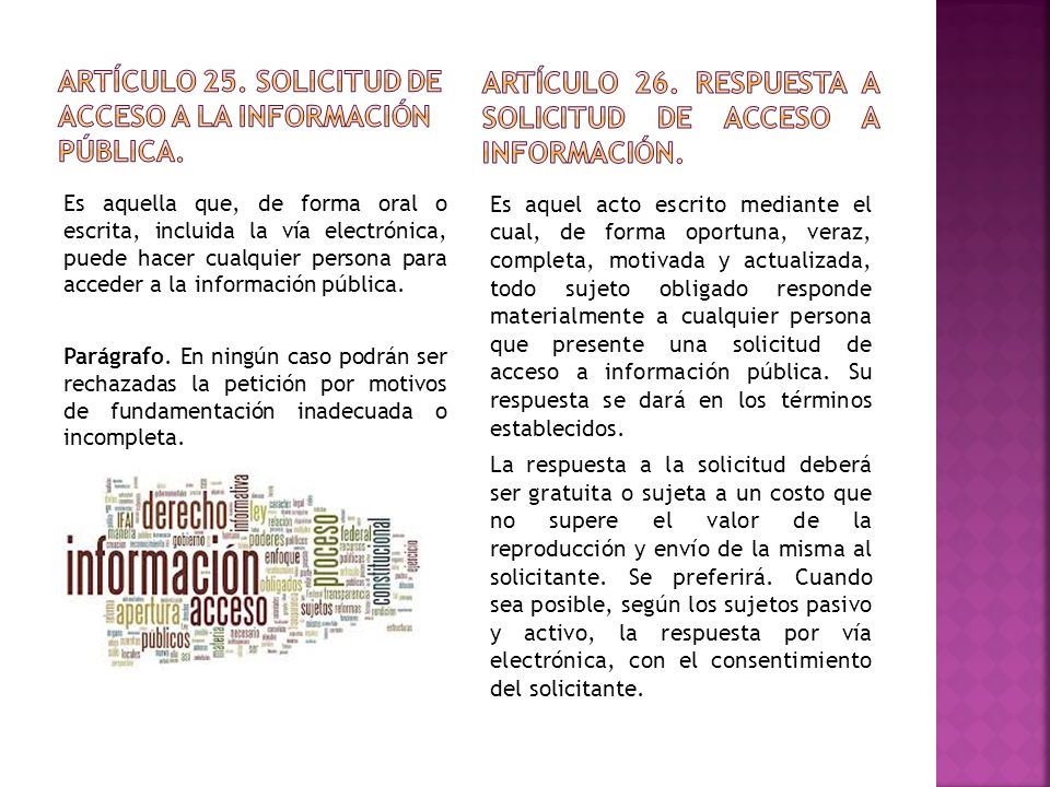 Artículo 25. Solicitud de acceso a la Información Pública.