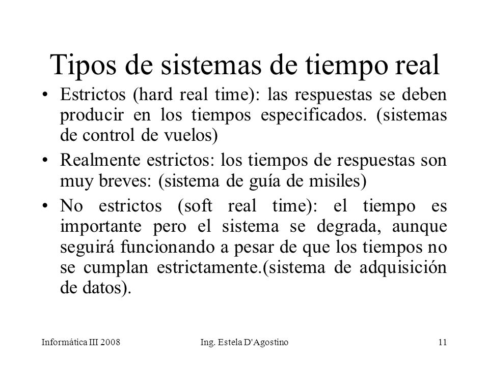 Tipos de sistemas de tiempo real