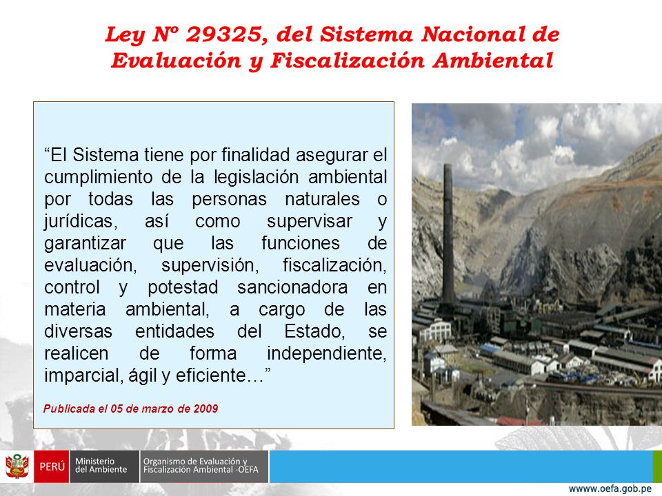 Ley Nº 29325, del Sistema Nacional de Evaluación y Fiscalización Ambiental
