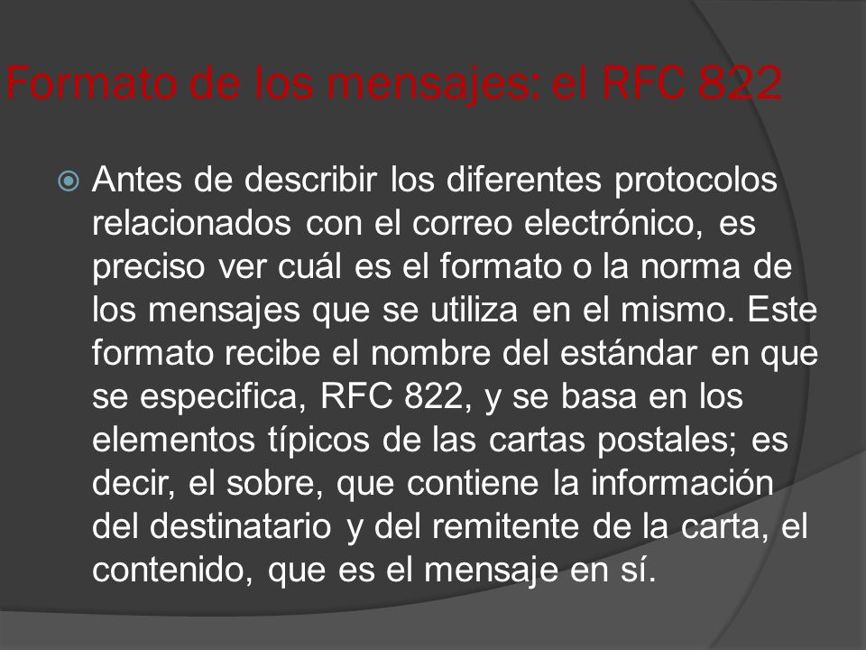 Formato de los mensajes: el RFC 822