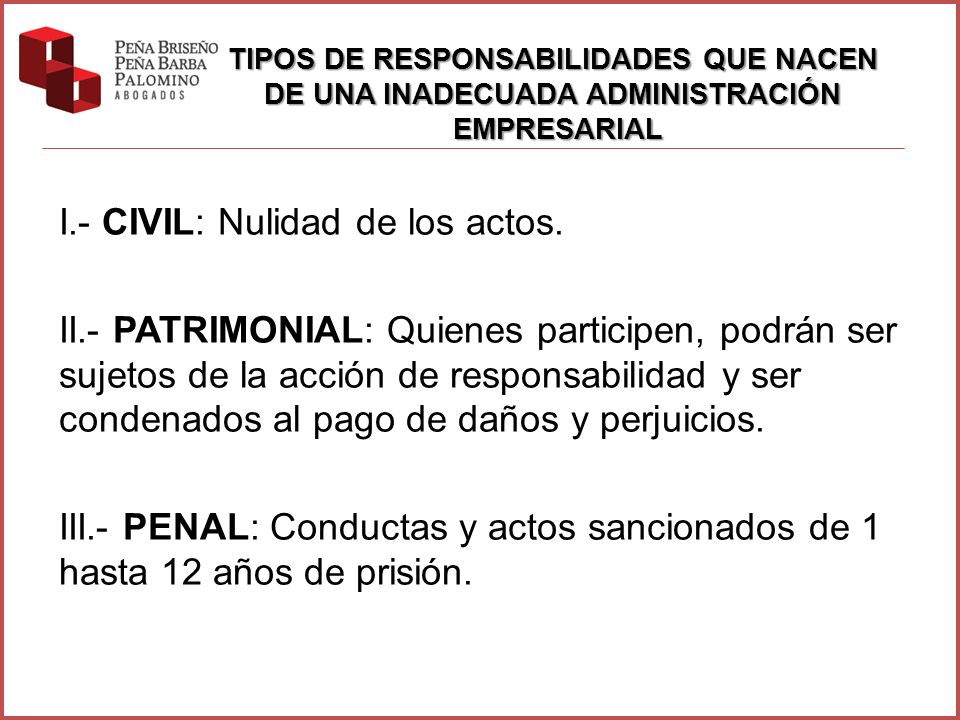 TIPOS DE RESPONSABILIDADES QUE NACEN DE UNA INADECUADA ADMINISTRACIÓN