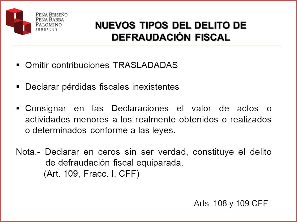 NUEVOS TIPOS DEL DELITO DE DEFRAUDACIÓN FISCAL