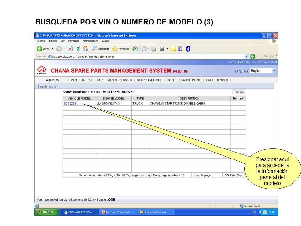 Presionar aquí para acceder a la información general del modelo