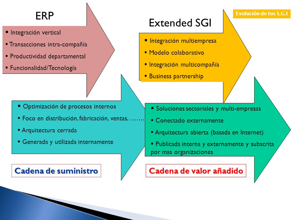 ERP Extended SGI Cadena de suministro Cadena de valor añadido