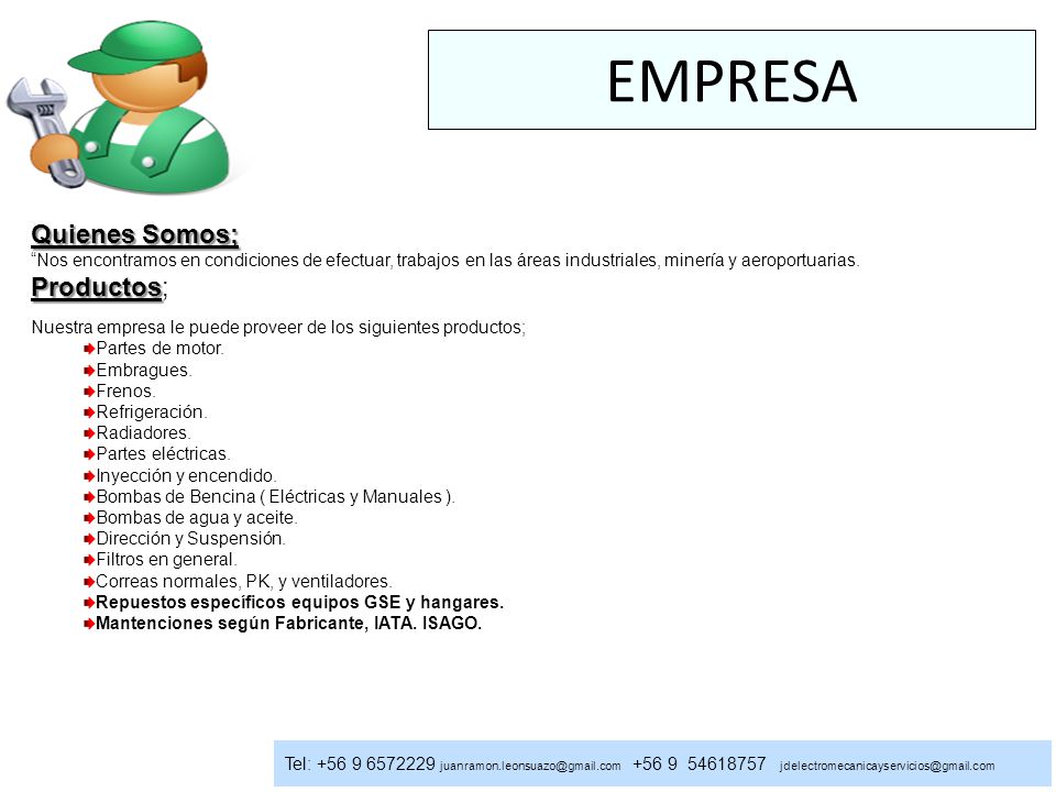 EMPRESA Quienes Somos; Productos;