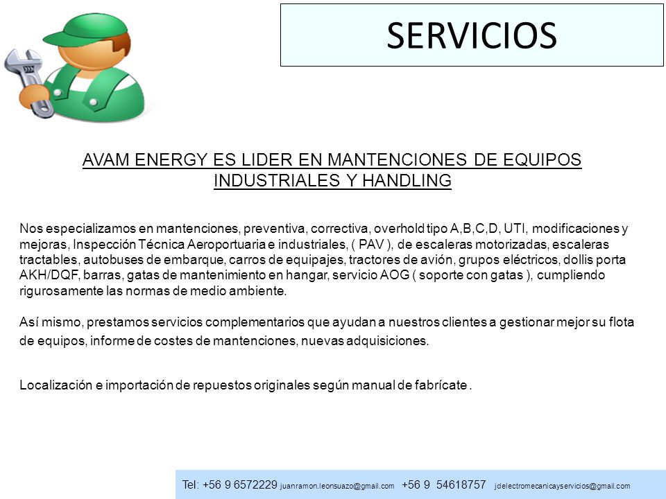 SERVICIOS AVAM ENERGY ES LIDER EN MANTENCIONES DE EQUIPOS INDUSTRIALES Y HANDLING.
